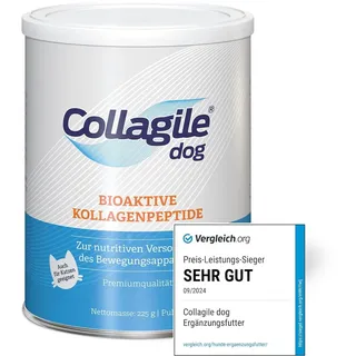 Testsieger: SEHR GUT für Gelenke, Knochen, Muskeln, Bändern und Sehnen - rein natürlich für Hunde und Katzen - Collagile Dog 225g für mehr Lebensfreude