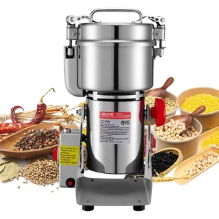 VEVOR Elektrische Getreidemühle 800 g, Getreidemühle 2100 W Edelstahl, Gewürzmühle für Trockenes Getreide Gewürze Müsli Kaffee Mais Pfeffer, Schwenktyp Pulverisiermaschine 220x190x375 mm