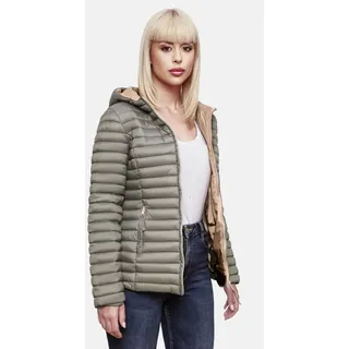 Marikoo Damen Steppjacke Übergangsjacke gesteppte Jacke mit Kapuze Frühjahr Stepp B857 [B857-Asr-Grau-Gr.XS] - XS
