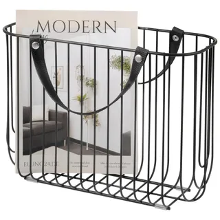 ELUNO Zeitungsständer schwarz Metall 36x26.5x15.5 cm, Ordnen , Aufbewahren, Zeitungsständer