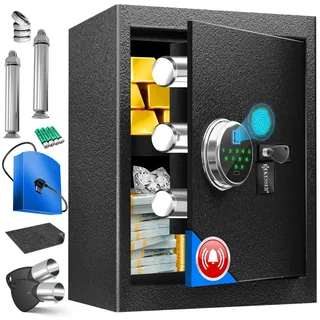 Kesser Elektronischer Tresor mit Fingerabdruck & Schlüssel / Zahlenschloss / keine Sicherheitsstufe