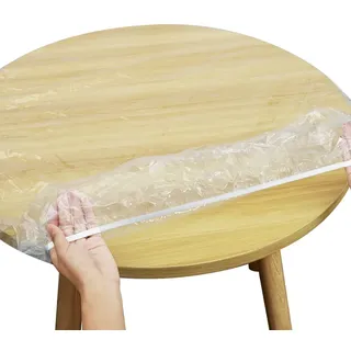 Transparente, runde Tischdecke, wasserdicht, öldicht, elastische Kanten, PVC-Tischunterlagen, abwischbar, transparente Tischdecke für runden Tisch, Abendessen, Party, Urlaub, Party, Picknick, 102–112