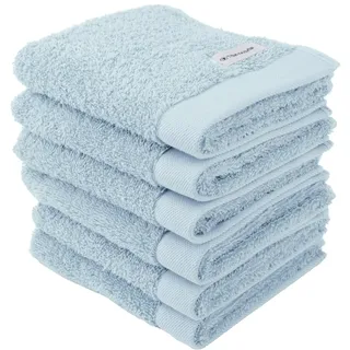 Gästehandtuch, 6er Set, 30 x 50 cm, 100% Baumwolle / Frottier, mit Aufhänger und Label mit Logo, COLOR BATH TOWEL Hellblau (Sky Blue)