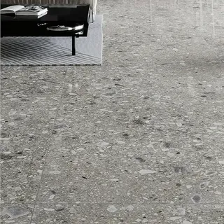 Feinsteinzeugfliese Terrazzo Ceppo  (119,7 x 119,7 cm, Graphit, Glänzend)