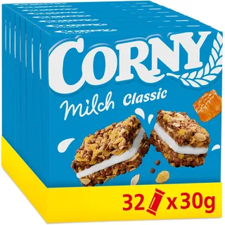 CORNY Müsliriegel Milch Classic, Milchsandwich mit Getreide und Milchcreme, 32x30g