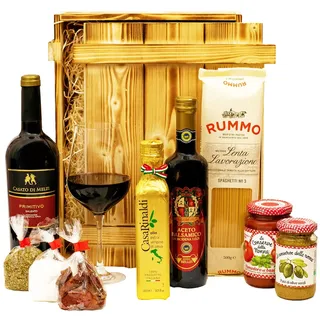 Geschenkbox-24 Italienisches Geschenkset „Florenz“ | Großer Geschenkkorb mit Wein, Olivenöl & vielen Spezialitäten aus Italien