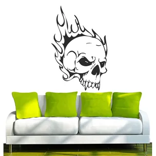 Indigos UG - Wandtattoo Wohnzimmer - Wandaufkleber Totenkopf Skull Schädel Bone 120x79cm, schwarz w355 - Aufkleber Kinderzimmer Schlafzimmer Küche Badezimmer Büro Dekoration
