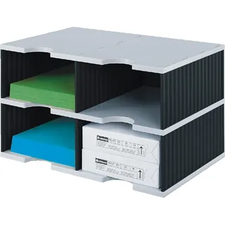 Styro Sortierstation Styrodoc Jumbo Grundeinheit grau/schwarz mit 4 Fächern