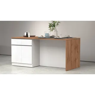 KOCHSTATION Kücheninsel Sole,Kochinsel,Küchenarbeitsblock,Inselküche,Arbeitsinsel, Breite 200 cm mit 4 Türen,4 Schubkästen, Aluminiumgriff weiß