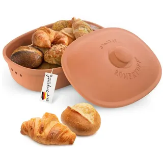 RÖMERTOPF Römertopf Brottopf oval MAXI 6,5 Liter - Keramik Brotkasten, (Set), aus Naturton rot