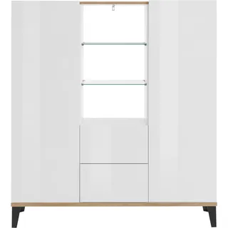 Highboard INOSIGN "Sunrise", weiß (weißhg, ahorn pereira), B:120cm H:120cm T:40cm, FSC-zertifizierter Holzwerkstoff, Sideboards, Breite 120 cm