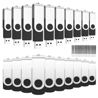 ABLAZE USB Stick 1GB 50 Stück, USB 2.0 Speicherstick Schwarz | 20 Lanyards, Swivel Design, High Speed Datenspeicher für Unternehmen, Events, Werbung, Schulungen, Büro und Mitarbeiter