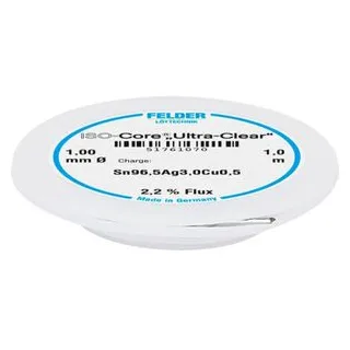 Felder Löttechnik ISO-Core Ultra Clear SAC305 Lötzinn Spule Sn96,5Ag3Cu0,5 1mm
