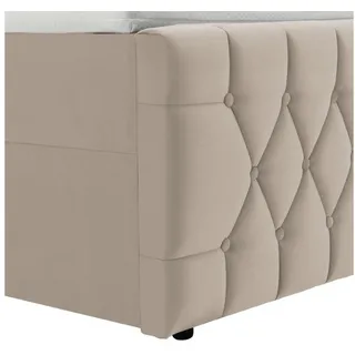 Juskys Boxspringbett Leona Samt & Beige