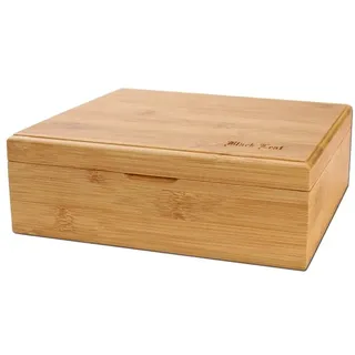 altrado Headshop Black Leaf Stoner Box II aus Bambus - 215x195x70mm, Schwarz, Stahl, Pit Remover