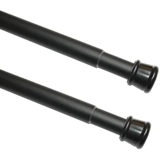 GARDINIA 2er-Set Spannstange, Metall-Stange, Ausziehbar, Gardinenstange ohne Bohren und Schrauben, Ø 23/26 mm, Länge 90-140 cm BZW. 130-220 cm, Schwarz-matt