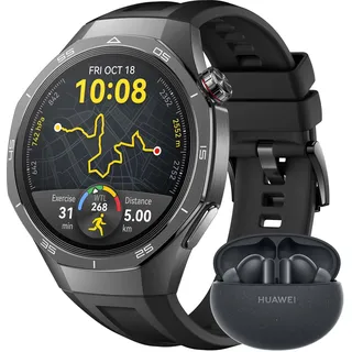 46 mm Schwarz Fluorelastomer-Armband + FreeBuds 5i Bundle