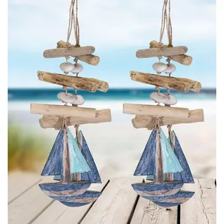 LB H&F Lilienburg Dekohänger 2er SET Girlande Anhänger Deko Bad Badezimmer (Artikel Meer Strand Urlaub Nordsee 2er Set Girlande Segelschiff Dekoartikel Frau Dekoobjekt Meer Dekohänger Shabby Vintage upcycling Hänger Hängen Hängedeko Wandhänger Wandschmuck Geschenk Urlaub Sommer nachhaltig treibholz maretim toilette garten mare fensterdeko boot sand muscheln recycelt altholz maretimes dekoset holzdeko nautisch ferienhaus ferienwohnung strandgut urlaub, Treibholz Natur recyceltes Holz Schiff zum Aufhängen