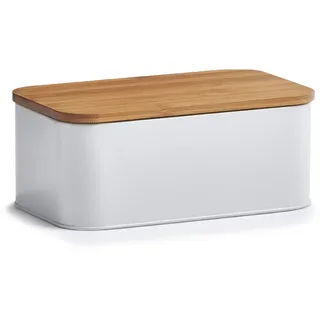 Zeller  Brotkasten mit Bamboo Deckel 31 cm matt weiß