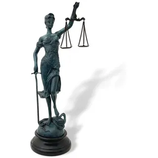 Aubaho Dekoobjekt Bronzefigur Justitia Justizia mit Waage Bronze Skulptur Statue Antik-S