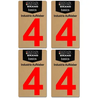 Basics von MDS Brand, 10cm Zahlen Aufkleber, Glänzend, 4 Stück, Zahlen zum aufkleben, Wetterfest klebezahlen (4)