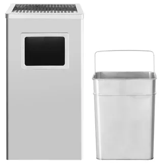 vidaXL Mülleimer mit Aschenbecher Hotel 45 L Silber