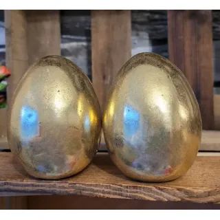 2 x große Eier Ostereier 11.5cm Gold Edel schimmernd Metallic Ostern Dekoration