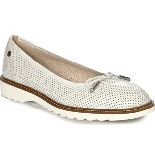 Damen Slipper aus Naturleder in Weiß mit 2,5 cm Sohlenhöhe, Modell P650911001 - Weiß - 37