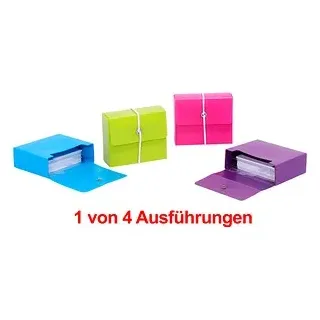 M&M Karteikasten DIN A8 grün, rot, blau, violett mit Deckel