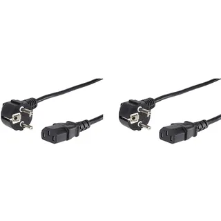 TDCZ PremiumCord kpsp1 Netzkabel 230V 1m, Stromkabel mit Schutzkontakt gewinkelt auf Kaltgerätebuchse C13, IEC 320, PC Netzkabel 3 Polig, Farbe schwarz