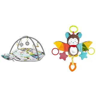 Kinderkraft Spieldecke SMARTPLAY, Erlebnisdecke, Spielmatte mit Spielbogen & Fehn Activity-Spieltier Fledermaus – Baby Motorikspielzeug für Kinderwagen
