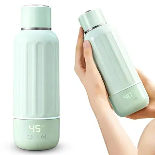 Tragbarer Flaschenwärmer Baby Unterwegs, Akku Thermoskanne 500ml, 37-55 °C Einstellbar, Mobiler Milchwärmer mit USB-C, 50W Schnelles Aufheizen für Auto, Reise, Muttermilch und Wasser