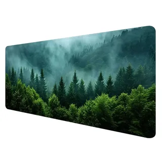Gaming Mauspad XXL 900 x 400 mm, Grün Mauspad Groß mit Vernähten Kanten, Gaming Mousepad Wald mit Verbessert Präzision und Geschwindigkeit, Gaming Mousepad XXL Wasserdicht für Gaming, Büro, Zimmer L-4
