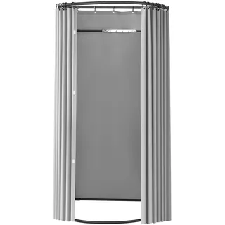 Vevor Umkleidekabine tragbarer Umkleideraum mit dicken Polyestervorhängen, Sichtschutz mit Beschattungsvorhang & Haken, für Boutiquen Einkaufszentren Schneidereien 100 x 95 x 200 cm (Grauweiß)