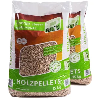 Holzpellets Heizpellets Weichholz Sackware Pellet aus Holz EN plus 2 x 15 kg