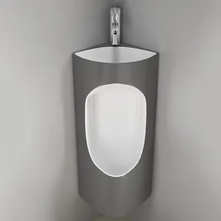 ZDMZR Eckurinale für Männerbadezimmer, Urinal mit Wasserhahn Und Waschbecken, Keramik Urinale, Garagen Urinal, Männer Urinal Auslaufsicher(Grau)