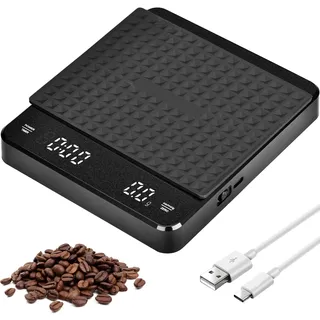 Wiederaufladbare Coffee Scale Espresso Waage Digitale Kaffeewaage mit Timer Multifunktionale Küchenwaage Lebensmittelwaage mit LED-Anzeige
