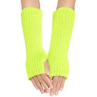 Winter Gestrickte Handschuhe für Damen Lang Handwärmer Stulpen Fingerlose Armstulpen Warm Strick Handschuhe Armwärmer Stulpen für Damen Pluswärmer Handstulpen Fingerlose Halbfinger (A-Gold, One Size)