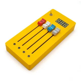 Toplionace Digitaler CC Controller mit Display – 4-Spur-MIDI-Controller mit langen Fadern für DAWs (Gelb)
