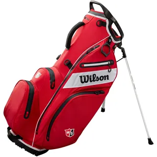 Wilson Golftasche, W/S Exo Dry Stand Bag, Trage-/Trolleytasche, 5 Fächer für diverse Golfschläger, Golf-Zubehör für Damen und Herren, Rot / Schwarz / Weiß