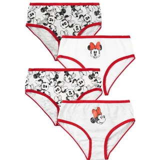 UNITED LABELS (4er Pack) Disney Minnie Mouse Panty Unterhose Slip Unterwäsche weiß/grau | Gr.: 110-116