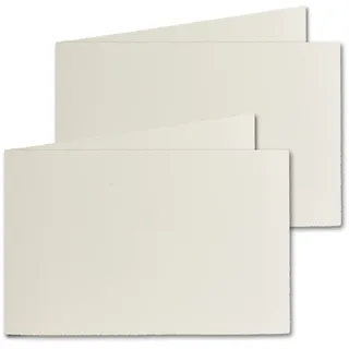 10x B6 Vintage Faltkarten, Büttenpapier, 113 x 175 mm - quer-doppelt, Natur-Weiß 240 g/m2 - Vellum Oberfläche - Karten aus Büttenpapier
