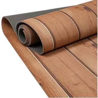 ANRO Küchenläufer Teppich Läufer Küchenteppich Flur Läufer Küche awaschbar pflegeleicht Holz Diele Braun 100x65cm