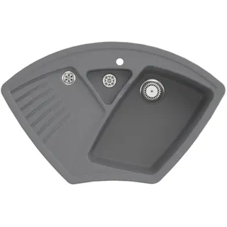 Villeroy & Boch Villeroy und Boch Arena Eck Eckspüle 672901SL Ablaufgarnitur, Handbetätigung, Resteschale, Stone
