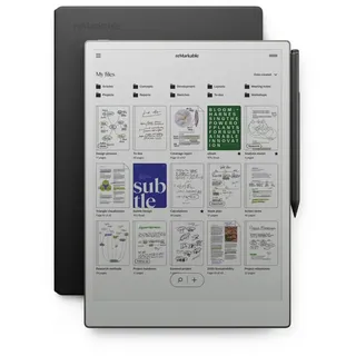 reMarkable Paper Pro Bundle – Leather Folio | 11,8 Zoll Farbdisplay und Leselicht mit dem reMarkable Paper Pro Papier-Tablet, Marker Plus Pen und der Book Folio Hülle aus hochwertigem schwarzem Leder