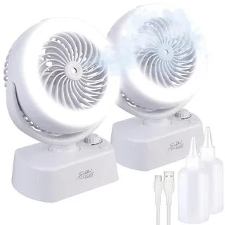 Sichler Haushaltsgeräte 2er-Set Akku-Tisch-Ventilator & Vernebler,Oszilation,LED-Ring,1.200mAh