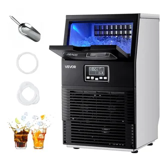 Vevor kommerzielle Eismaschine Eiswürfelmaschine 36 kg/Tag mit 5 kg Speicher, freistehender und Desktop Eiswürfelbereiter aus Edelstahl mit LED-Anzeige & Selbstreinigung für Hausbar und Restaurant