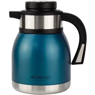 Michelino 2.0L Thermoskanne Doppelwandig Getränkespender Isolierkanne Kanne Kaffee Tee Teekanne Petrol