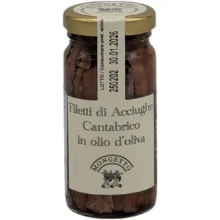 Il Mongetto: Sardellenfilets in Olivenöl - Anchovis - Filetti di Aciughe Cantabria, 100g