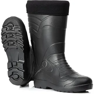 Leichte gefütterte Gummistiefel Herren EVA Gr 40-49 Thermo Winter Arbeit Stiefel - Schwarz - 46
